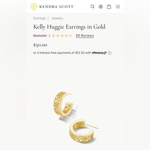 Kendra Scott Kelly Huggie Gold Earrings Brand New, Never Worn FREE SHIPPING
